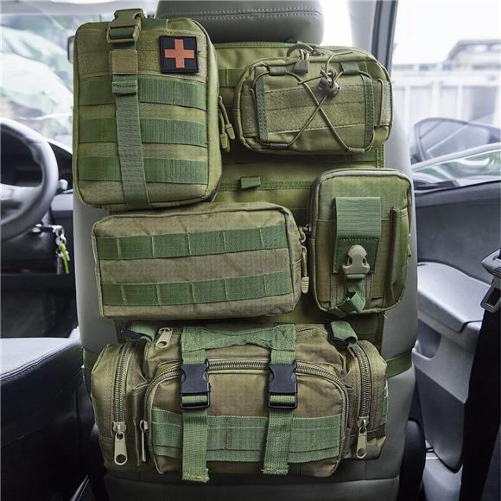 6 Pack Tactical Truck Organizer Back Seat Storage Car Seat Storage Bag Molle